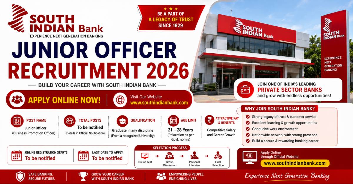 South Indian Bank Junior Officer Recruitment 2026